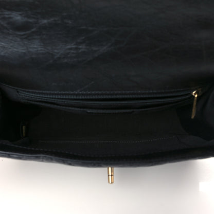 Chanel Calfskin Chevron Quilted Top Handle Flap Black 5 of 9