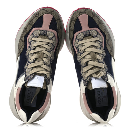 Gucci GG Supreme Monogram Mix Monogram Womens Rhyton Sneakers 39 London Blue Beige Pale Pink 2 of 10