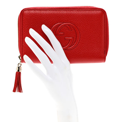 Gucci Pebbled Calfskin Medium Soho Zip Around Wallet Red 2 of 6