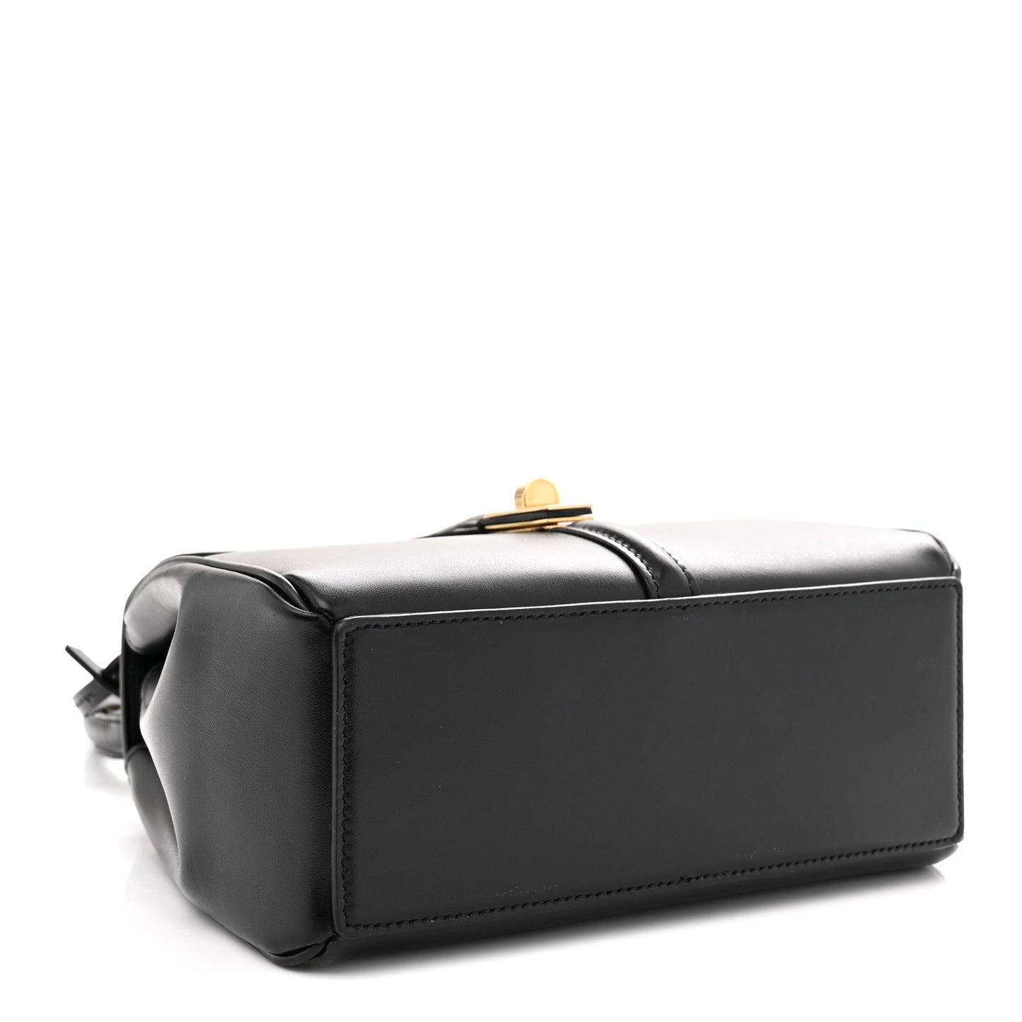 Satinated Calfskin Small 16 Top Handle Bag Black
