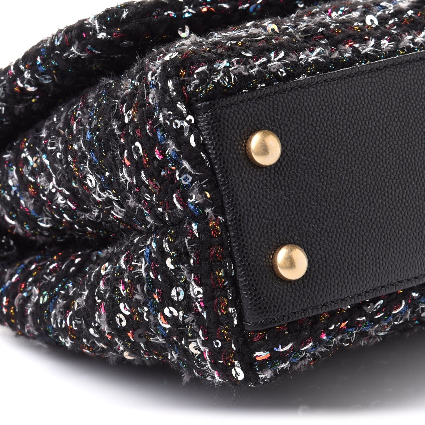 Tweed Sequin Mini Coco Handle Flap Black