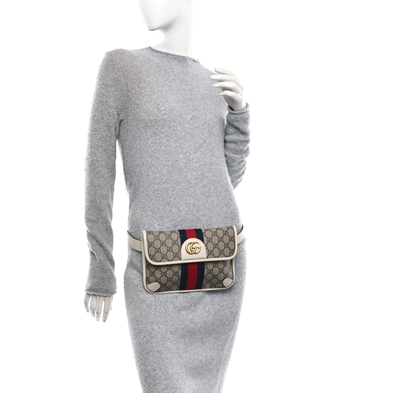 Gucci GG Supreme Monogram Web Small Ophidia Belt Bag 90 36 Beige Ebony White 2 of 10