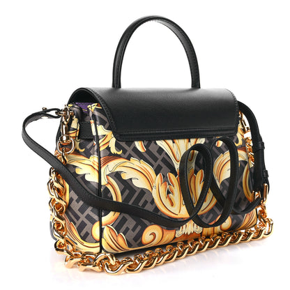 Versace X FENDI Grained Calfskin Fendace La Medusa Medium Top Handle Bag Black Multicolor 2 of 8