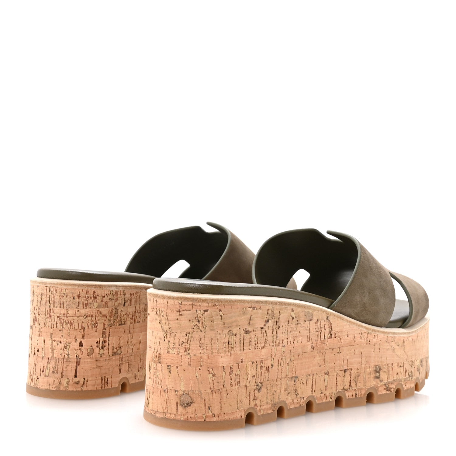 Hermes Suede Goatskin Cork Eze 30 Sandals  40 Vert Toundra 5 of 9