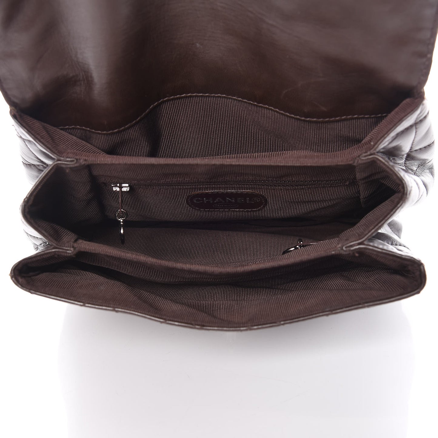 Lambskin Quilted Backpack Brown