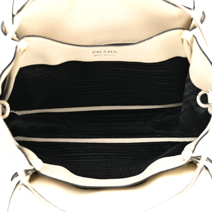 Prada Vitello Daino Soft Medium Zippered Top Handle Bag White 5 of 14