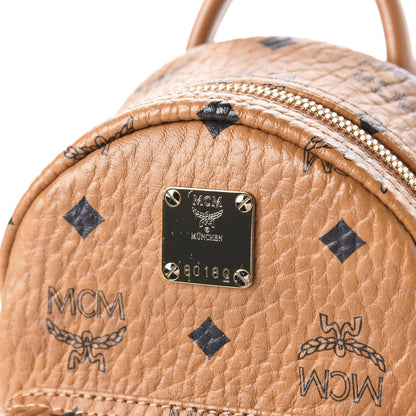MCM Visetos Side Stud X-Mini Stark Bebe Boo Backpack Cognac 9 of 9