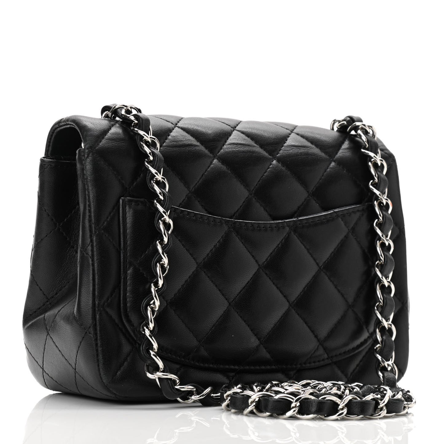 Lambskin Quilted Mini Square Flap Black