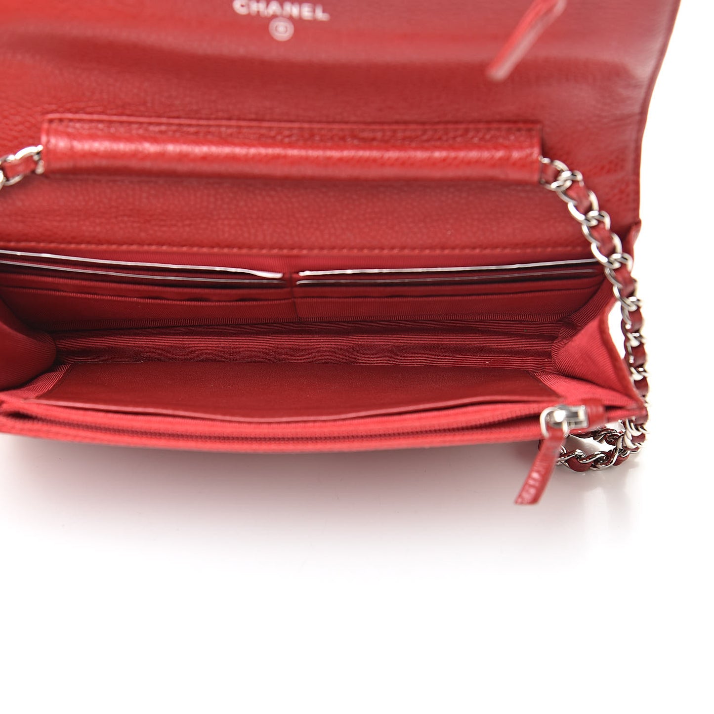 Caviar Quilted Wallet On Chain WOC Dark Red
