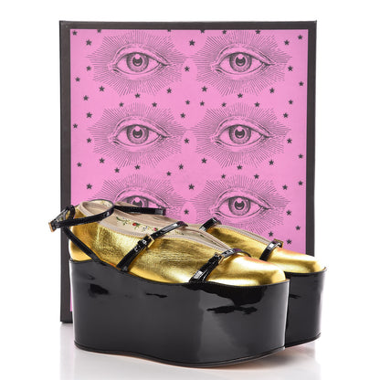 Gucci Metallic Nappa Patent Hannelore Detachable Platform Sandals 37 Gold 18 of 18