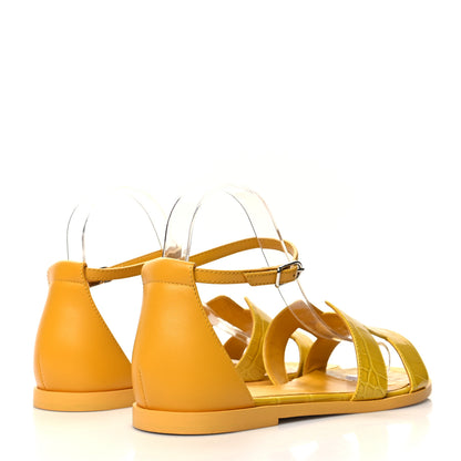 Hermes Alligator Santorini Sandals 39 Yelllow 4 of 8