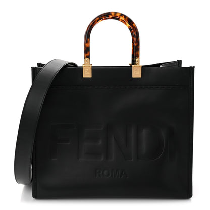 Fendi Vitello King Plexiglass Medium Fendi Sunshine Shopper Tote Black 1 of 10