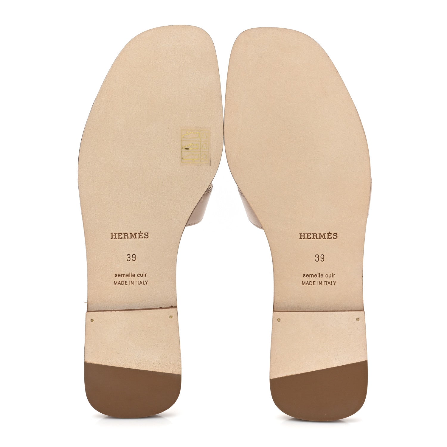 Hermes Box Calfskin Oran Sandals 39 Beige Nude 5 of 9