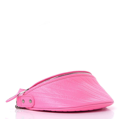 Balenciaga Shiny Goatskin Allover Logo Embossed XXS Souvenir Belt Bag Acid Pink 4 of 8