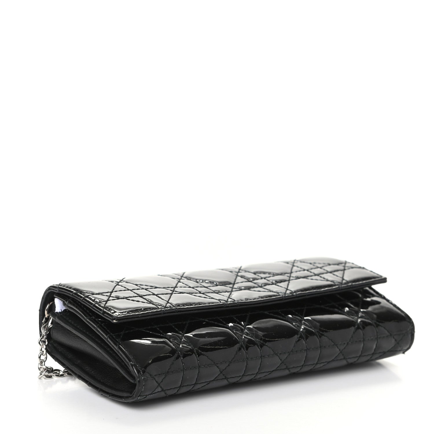 Christian Dior Patent Cannage Rendez-vous Chain Wallet Black 4 of 8