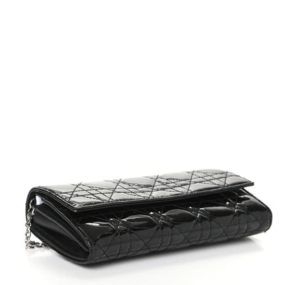Christian Dior Patent Cannage Rendez-vous Chain Wallet Black 4 of 8