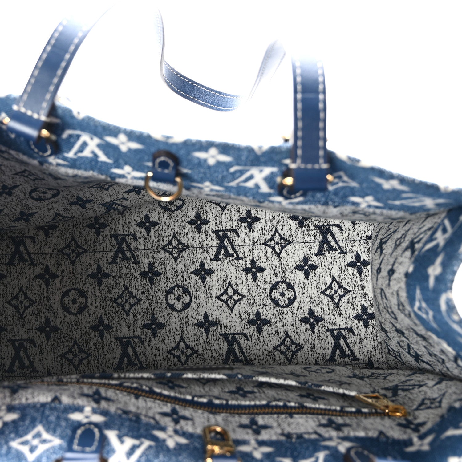 Louis Vuitton Monogram Jacquard Denim Onthego MM Bleu 5 of 9