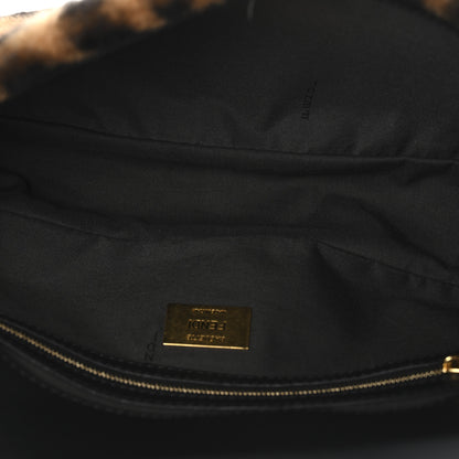 Fendi Shearling Vitello Dolce Macro FF 1974 Baguette Tobacco Black 5 of 9