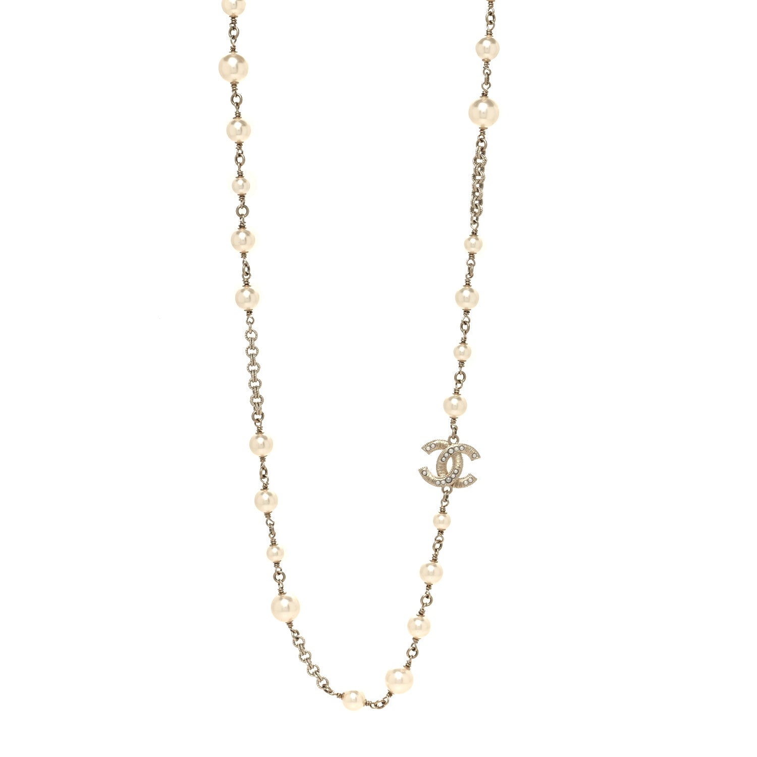 Chanel Pearl CC Necklace Light Gold 1 of 5