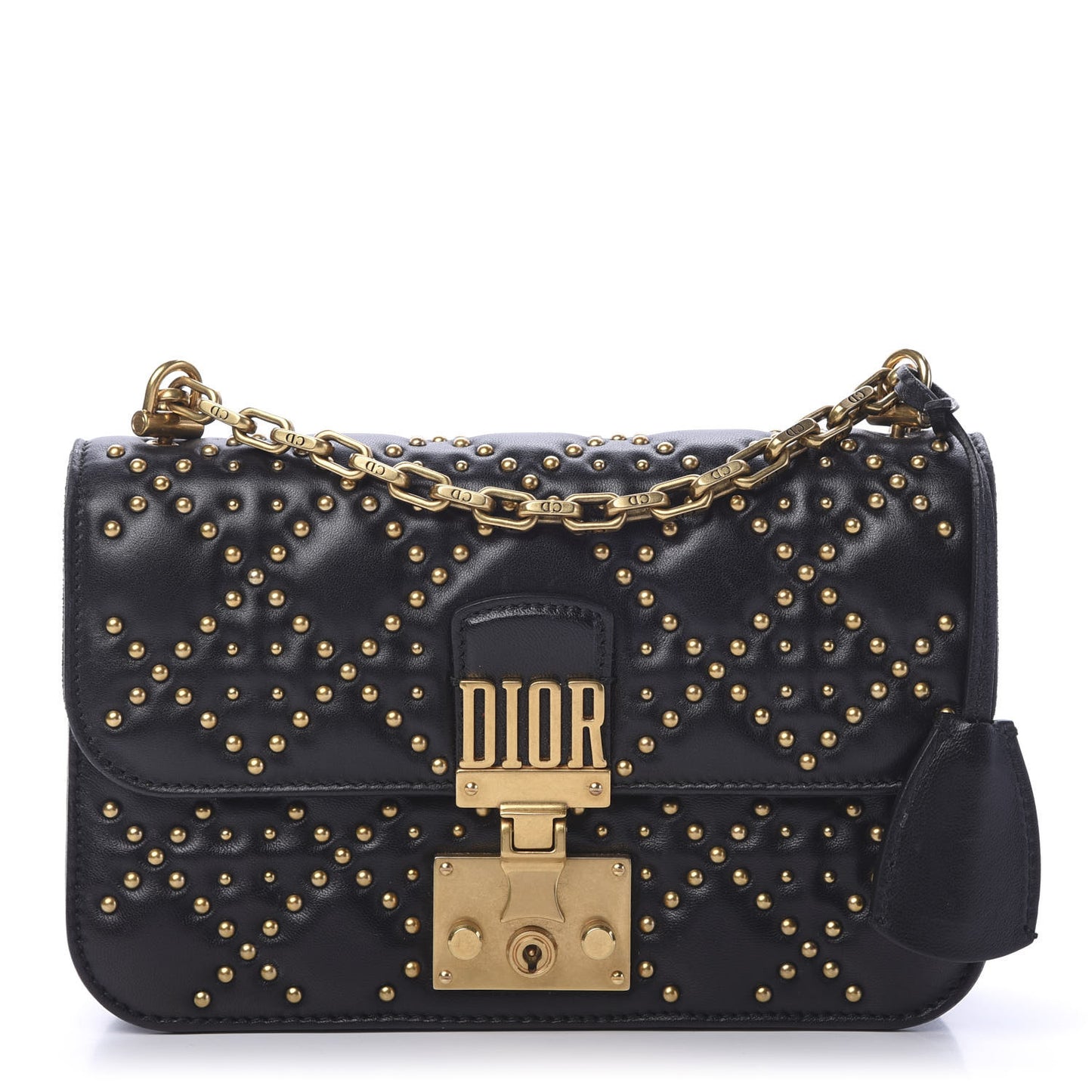 Lambskin Cannage Studded Small Dioraddict Flap Bag Black