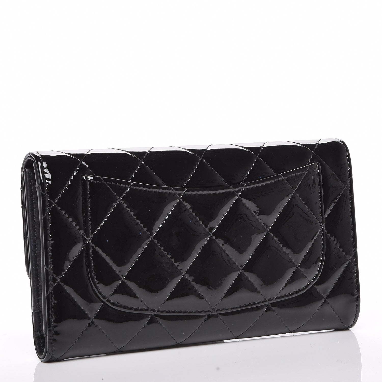 Chanel Patent Calfskin Quilted Large Flap Wallet Black 4 of 8