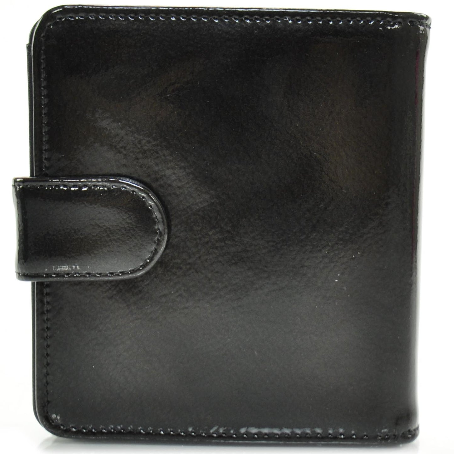 Patent Compact Zip Wallet Black