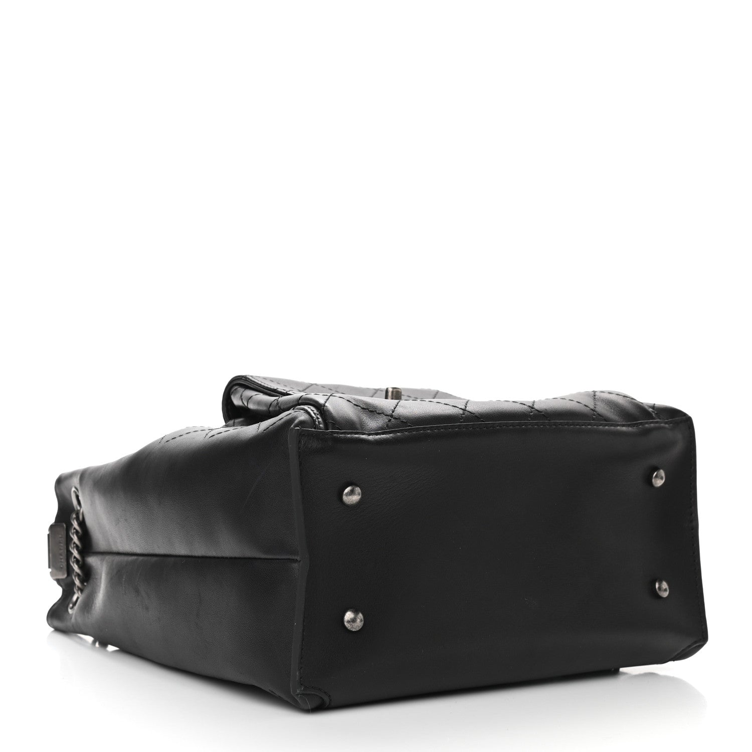 Chanel Calfskin Stitched Medium Urban Luxury Drawstring Backpack Black 4 of 9