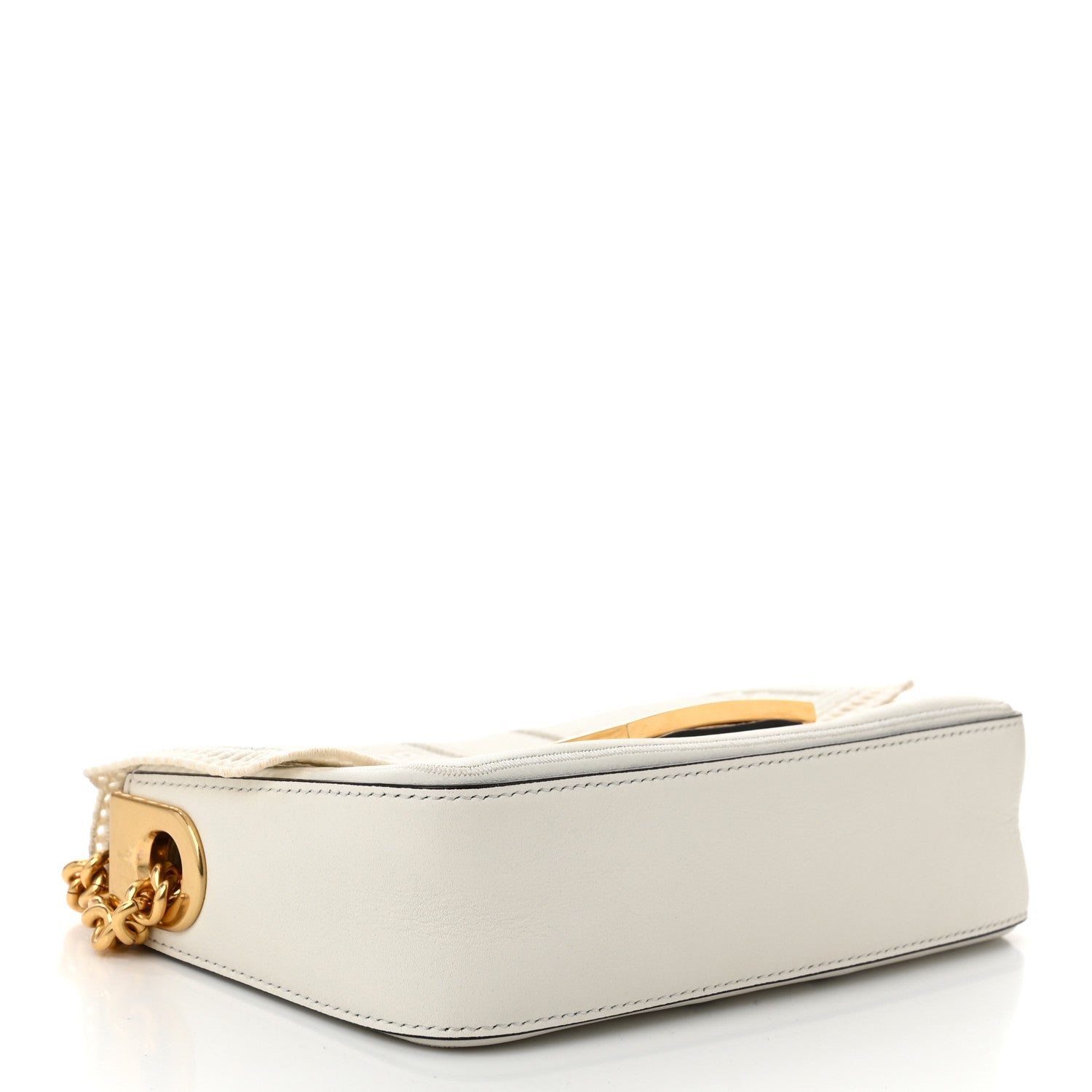 Fendi Nappa Apolo Floral Embroidered Mini Chain Baguette White 4 of 12