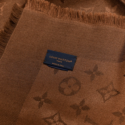 Louis Vuitton Silk Lurex Wool Monogram Shine Shawl Brown 3 of 4
