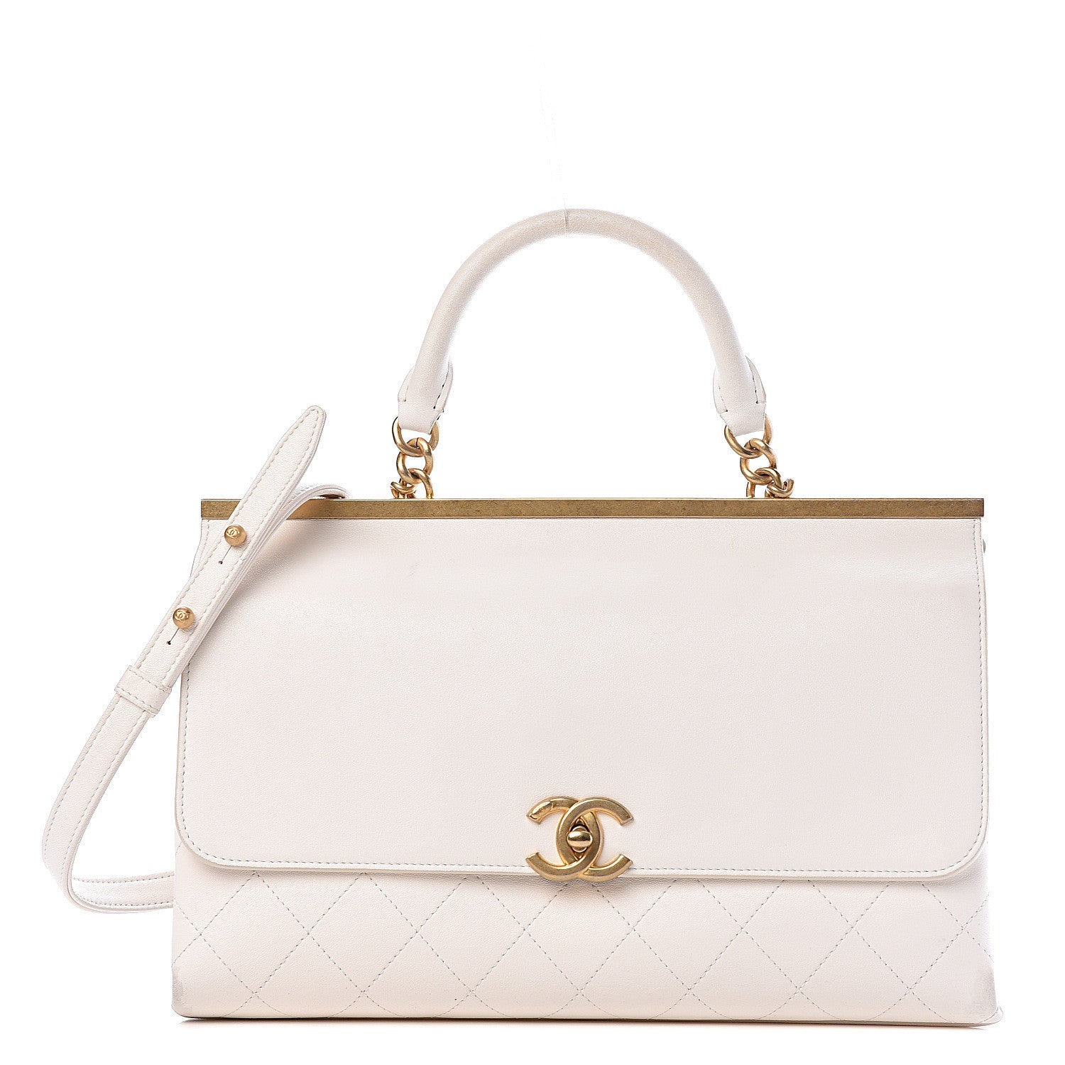 Chanel Lambskin Quilted Coco Luxe Top Handle Flap White 1 of 18