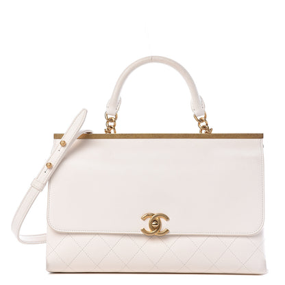 Chanel Lambskin Quilted Coco Luxe Top Handle Flap White 1 of 18