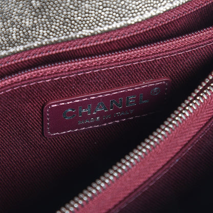 Chanel Metallic Caviar Chevron Quilted Small Coco Handle Flap Light Gold 7 of 9