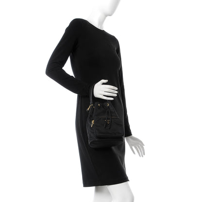 Prada Tessuto Nylon Saffiano Mini Bucket Crossbody Bag Black 2 of 10