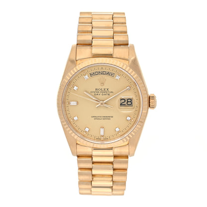 Rolex 18K Yellow Gold Diamond 36mm Oyster Perpetual Day-Date President Watch Champagne 18038 1 of 4