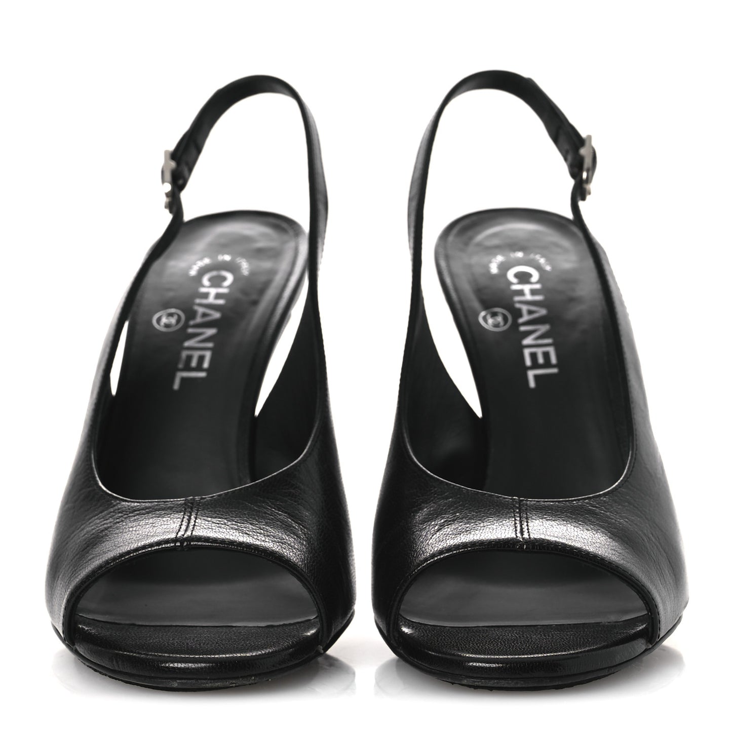 Goatskin Slingback Sandals 39.5 Black