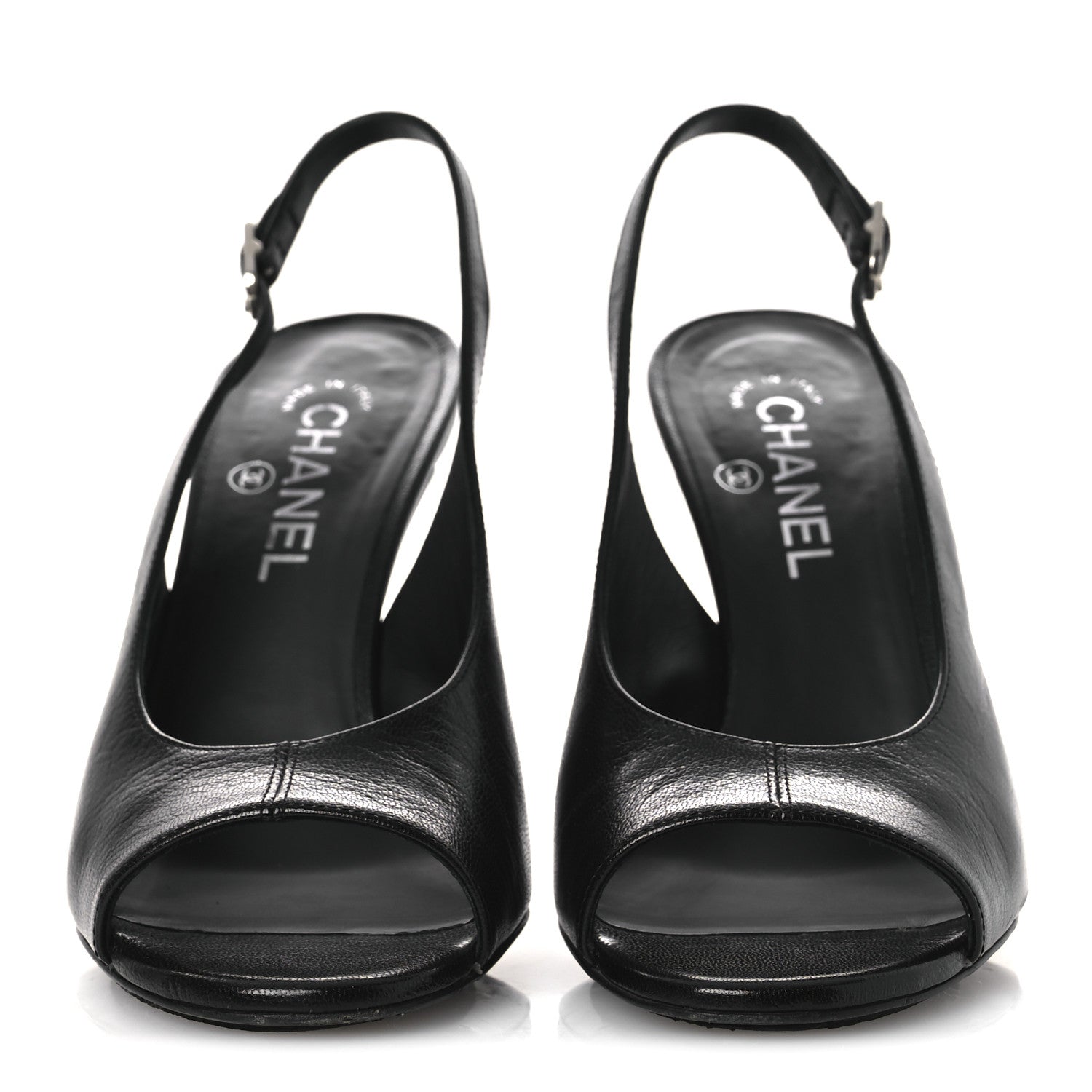 Chanel Goatskin Slingback Sandals 39.5 Black 3 of 12