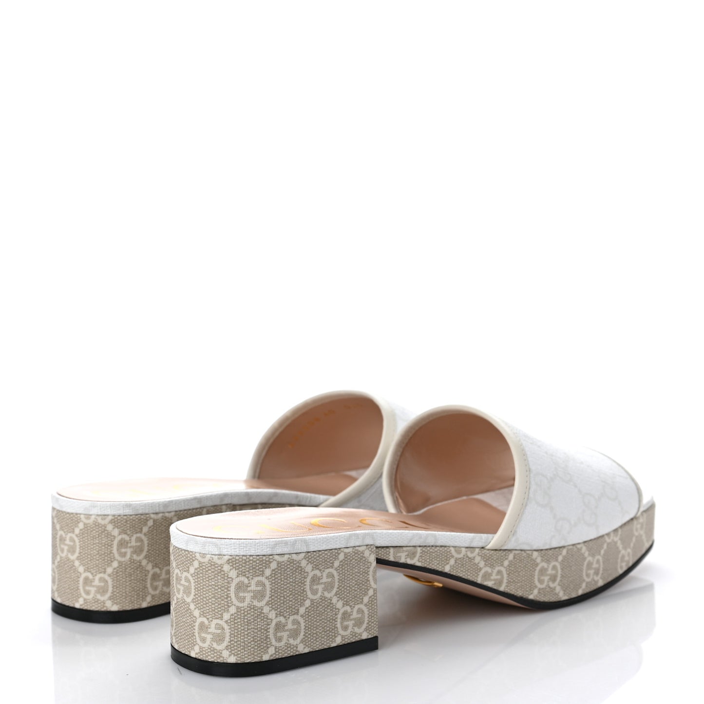 GG Supreme Monogram Malaga Kid Platform Mule Sandals 40 White Mystic White