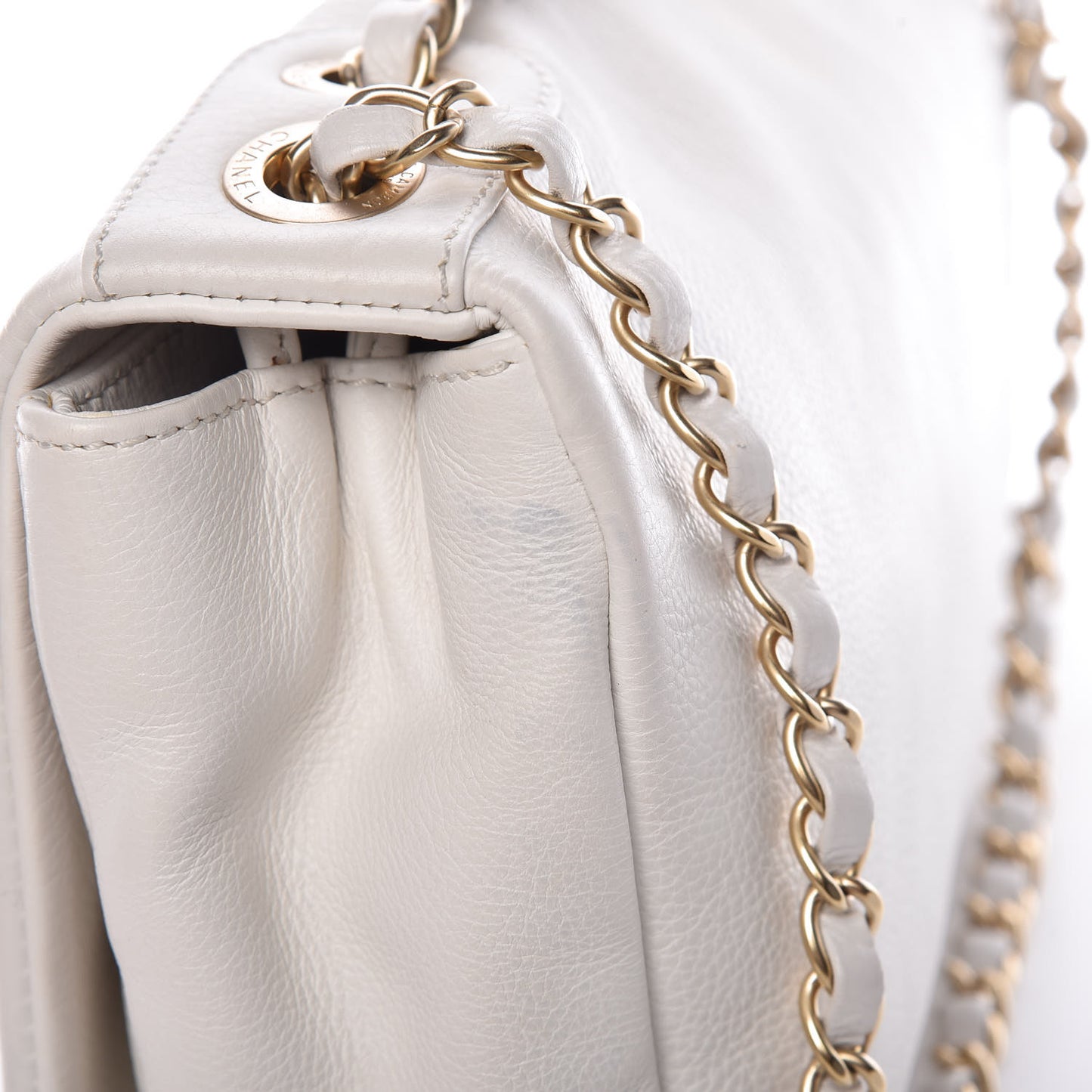 Calfskin Metal Mosaic Flap White