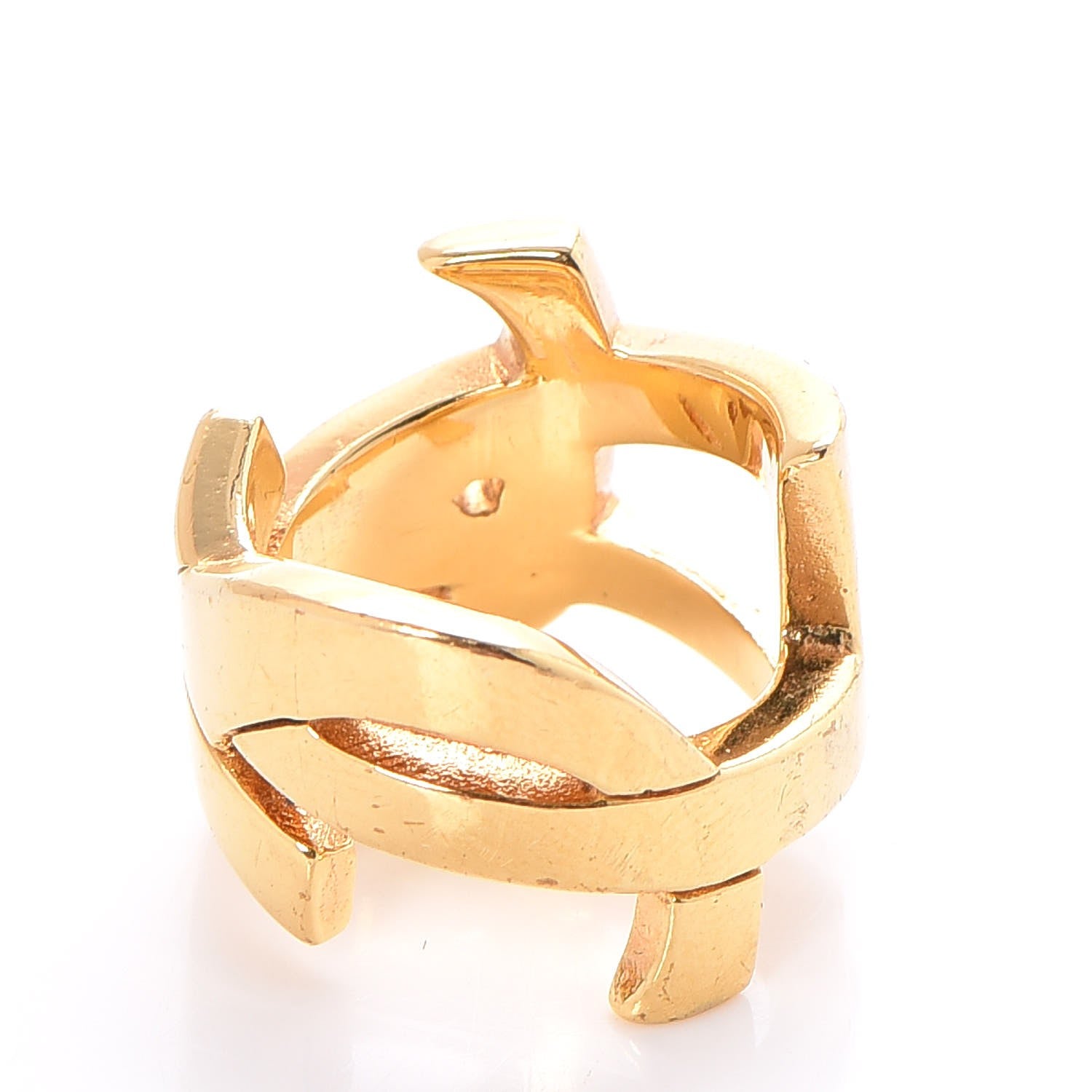 Saint Laurent Brass Monogram Cassandre Ring 5 Gold 3 of 5