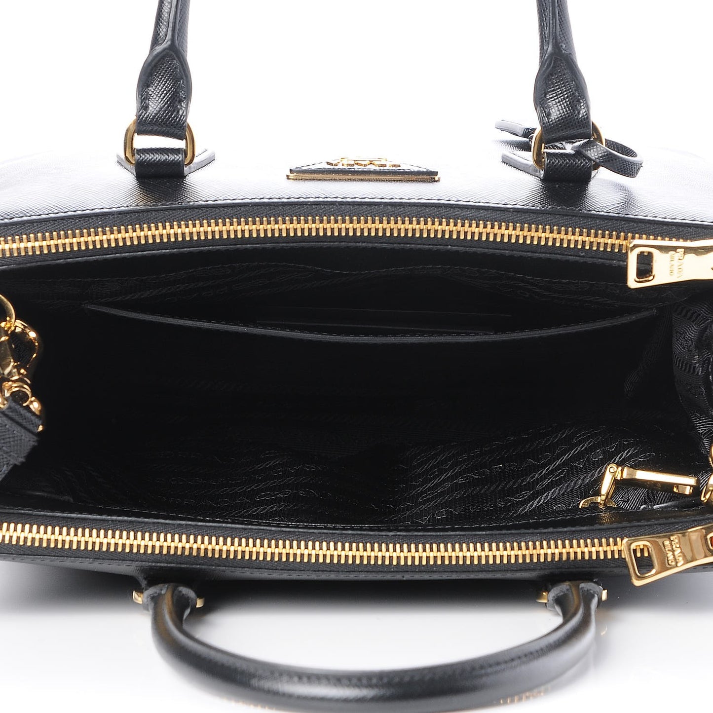 Saffiano Mini Galleria Double Zip Tote Black