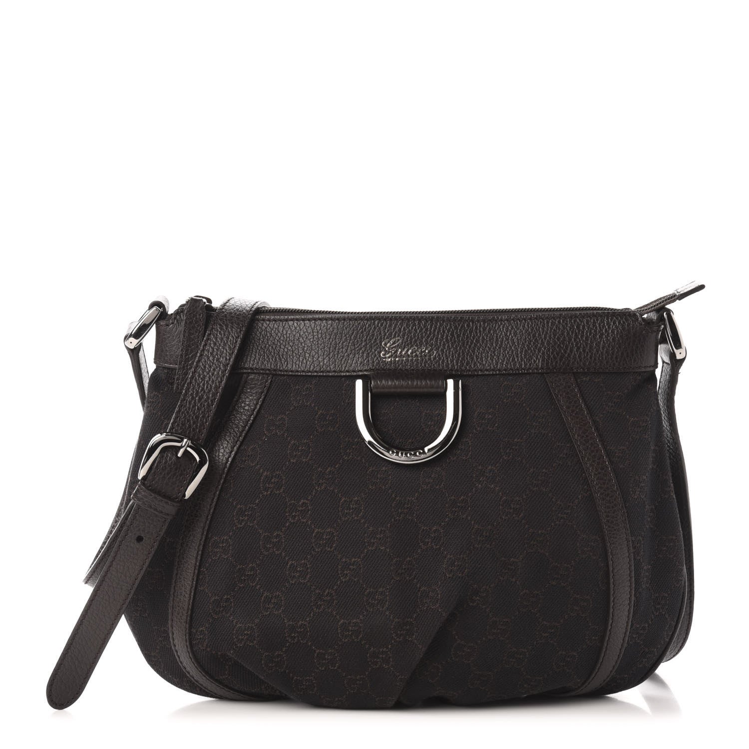 Gucci Nylon Monogram Small D Silver Ring Messenger Brown 1 of 11
