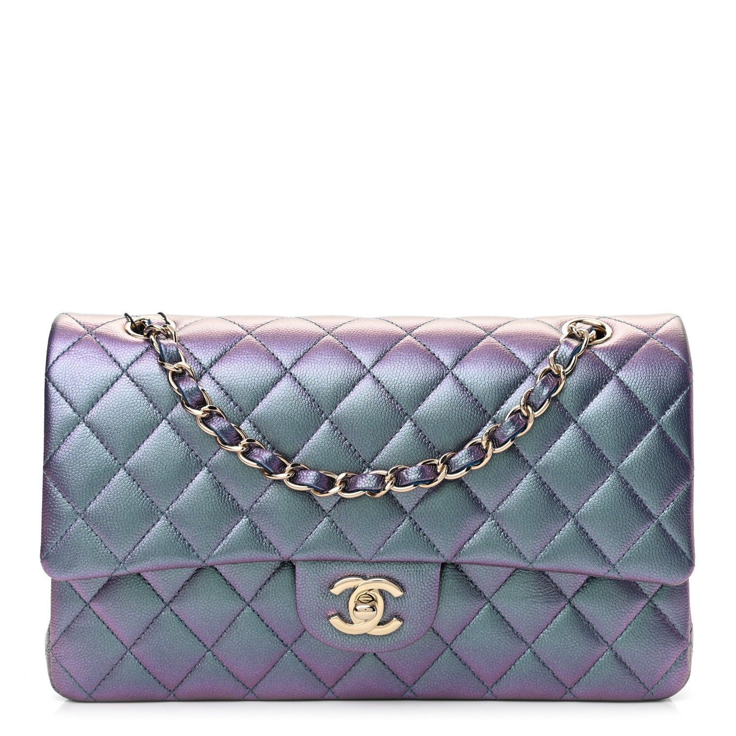 Chanel Iridescent Caviar Quilted Medium Double Flap Dark Blue 1 of 11