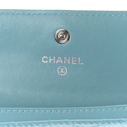 Chanel Lambskin Quilted Flap Card Holder Turquoise 6 of 8