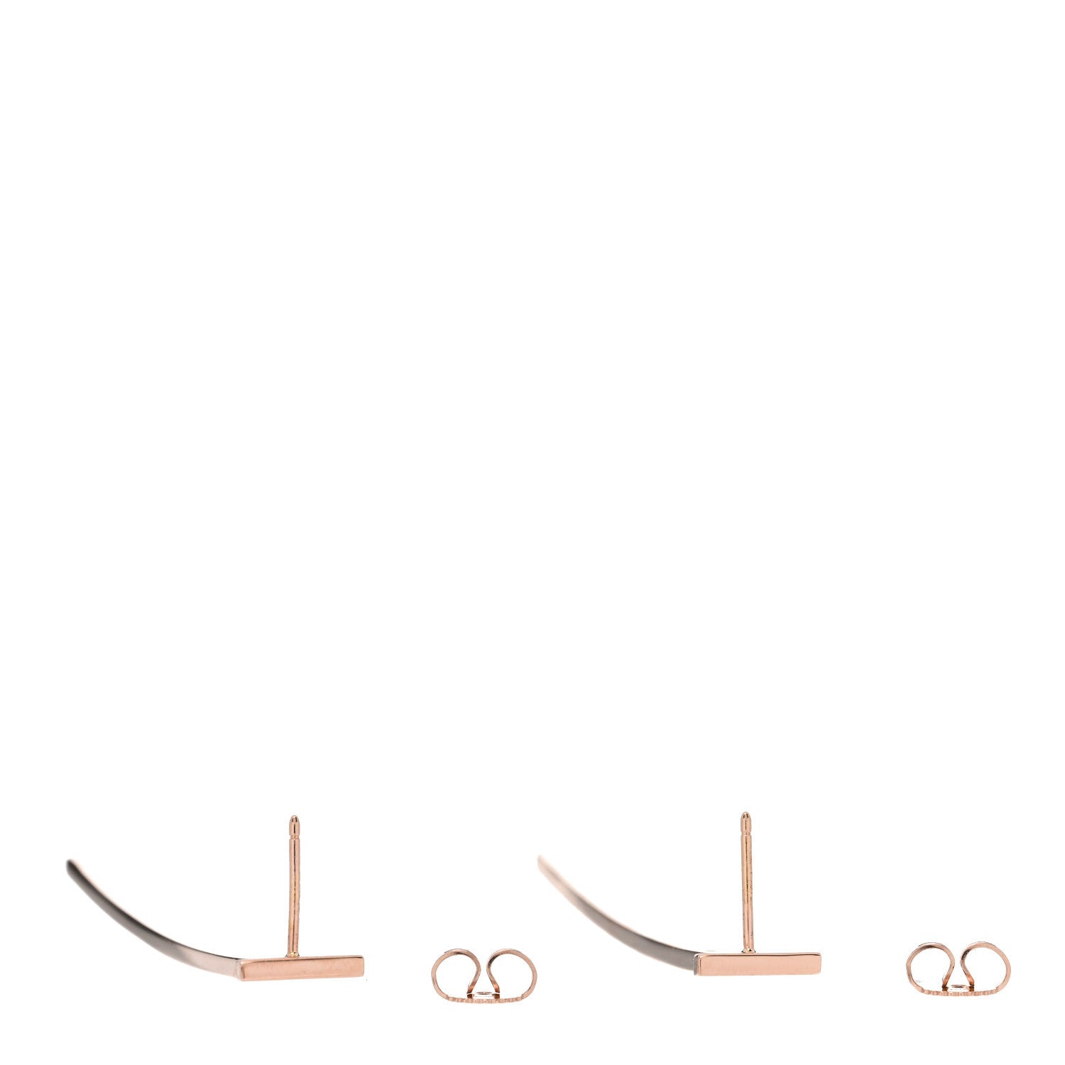 Tiffany 18K Rose Gold T Elongated Wire Bar Earrings 3 of 6