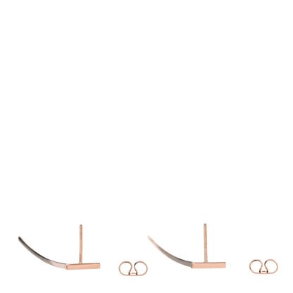 Tiffany 18K Rose Gold T Elongated Wire Bar Earrings 3 of 6