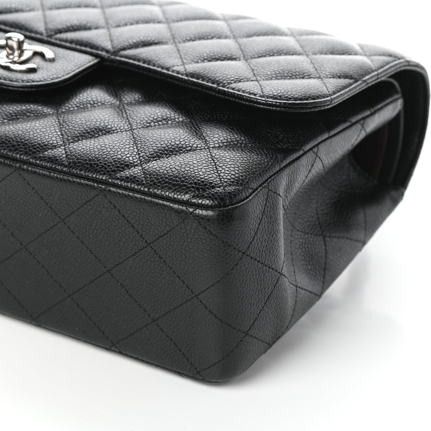 Caviar Quilted Jumbo Double Flap Black