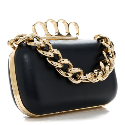 Alexander McQueen Lambskin Knuckle Box Chain Link Clutch Black 3 of 10
