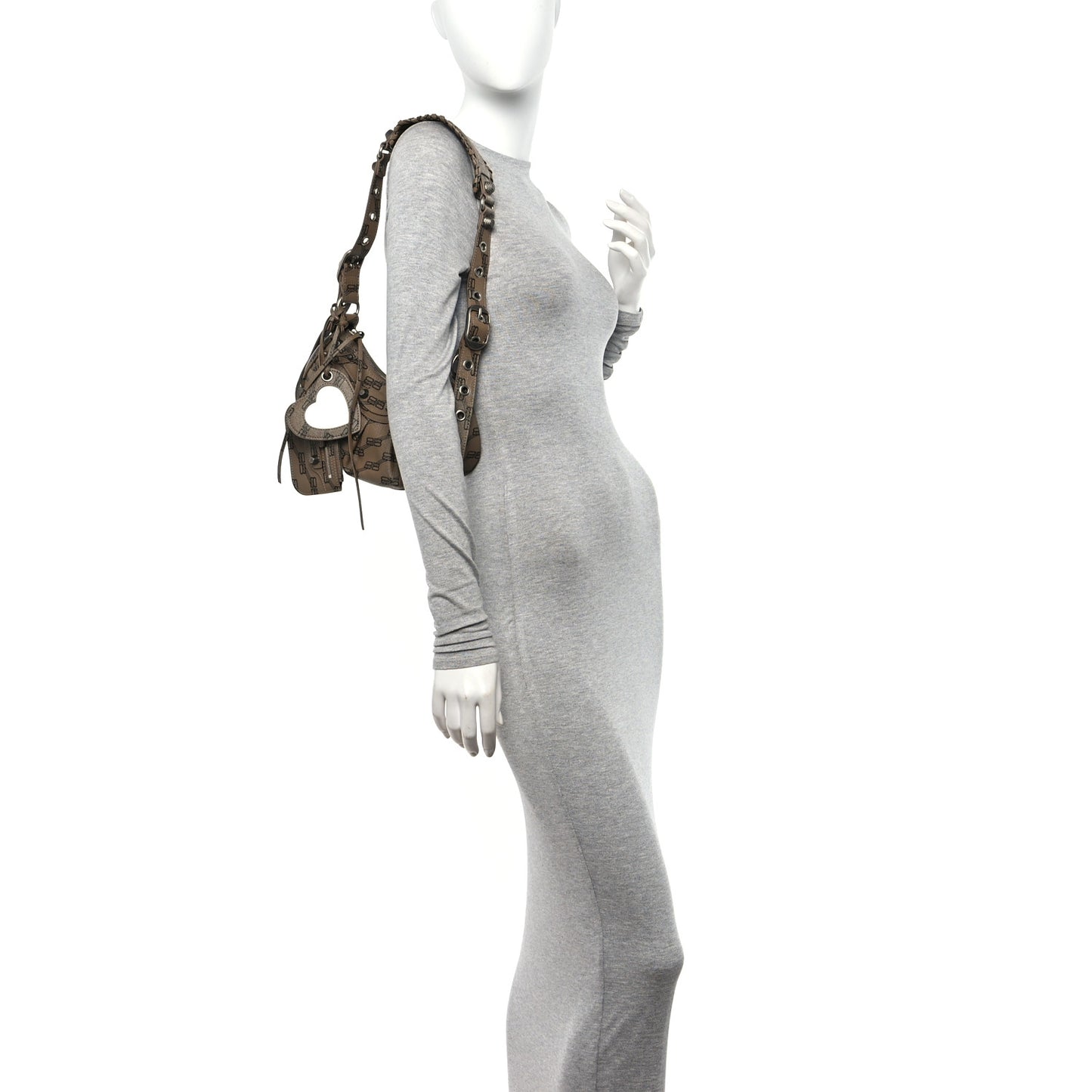 Coated Canvas BB Monogram Le Cagole Shoulder Bag XS Beige Brown