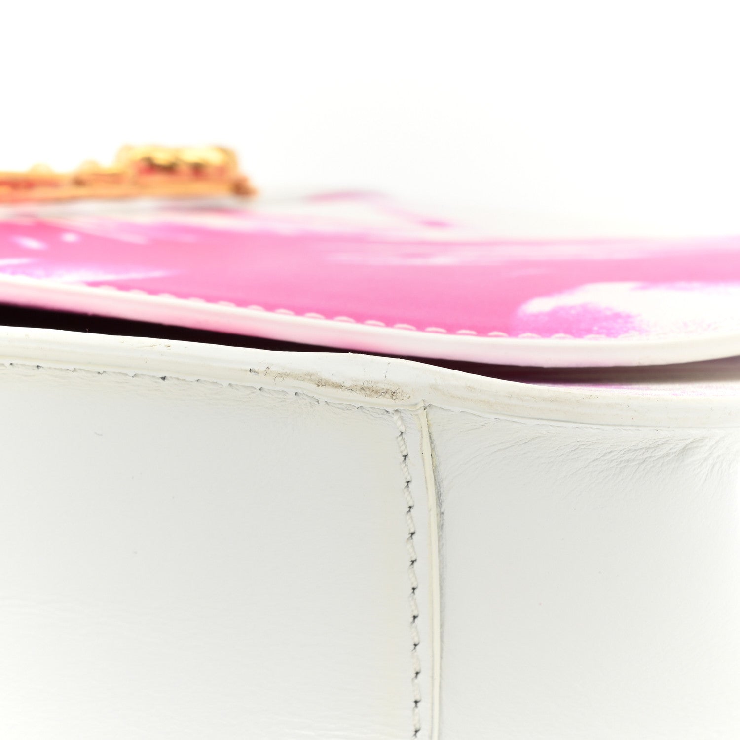 Versace Vitello Barocco Tie Dye Printed Virtus Top Handle Shoulder Bag Pink White 12 of 15