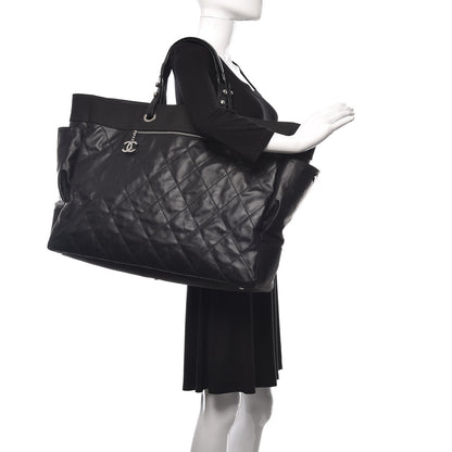 Chanel Coated Canvas Stitched XL Paris Biarritz Tote Black 1 of 13